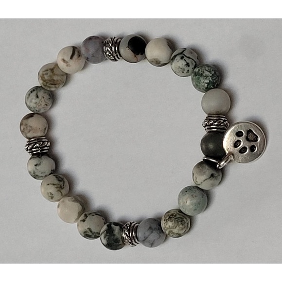 Shades of Green Bracelet with Paw Charm - Picture 2 of 14